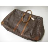 Louis Vuitton vintage holdall with brown leather straps, 17ins x 23ins (with wear)