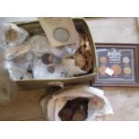 Box containing a collection of mainly 20th Century coins