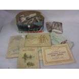 Box containing a large collection of loose cigarette cards, various albums of cigarette cards and