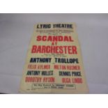 Lyric Theatre poster advertising ' Scandal at Barchester ', unframed