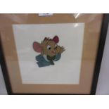 Walt Disney coloured cartoon cell of a girl mouse, 8ins square