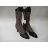 Pair of Victorian black leather boots with spats There is no size on them, they look to be around