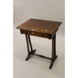 Small Regency rosewood and mahogany work table 24ins wide x 17ins deep x 27ins high