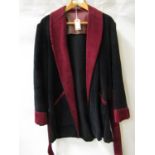 Mid 20th Century burgundy and black corduroy gentleman's smoking jacket