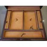 Mid 20th Century dark tan leather jewellery case with hinged cover