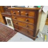 Good quality Victorian mahogany straight front chest of two short and three long graduated drawers