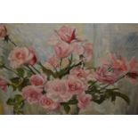 Josette Vailloncourt, oil on canvas, still life study, a vase of roses, signed and dated 1960, 24ins