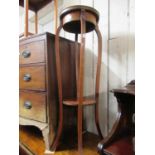 Jardiniere stand with banded decoration, small oak drop-leaf occasional table and an Edwardian