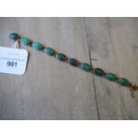 9ct Gold malachite inset bracelet