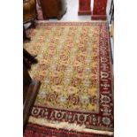 Mid 20th Century North East Persian rug with an all-over Herati design on mustard ground with