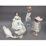 Group of four Nao figures and a Royal Doulton figure of ' Kelly ' HN2478