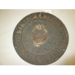 Babcock & Wilcox, London and Glasgow, steam boiler manufacturer, circular cast iron wall plaque