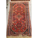 Small Hamadan rug and a small Shiraz rug 49ins x 32ins 45ins x 26ins