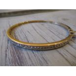 9ct Yellow gold diamond set bangle, approximately 1ct total