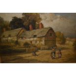 Paul H. Ellis, oil on canvas, view of Anne Hathaway's cottage, signed, 14ins x 18ins, gilt framed