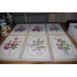 Set of six Royal Worcester Rose Collection wall plaques 1988