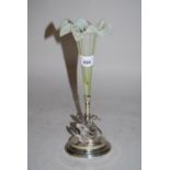 19th Century silver plated and vaseline glass epergne in the form of a swan Glass in good condition,