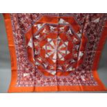 Hermes ' Edelweiss ' ladies red silk Christmas design scarf, 90cms square, in original box