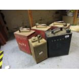 Esso petrol can and four other various vintage petrol cans