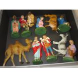 Quantity of Italian painted papier mache Nativity figures