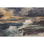 Large 20th Century Continental school, oil on canvas, a rocky coastal scene, signed indistinctly,