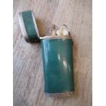 19th Century French silver mounted green shagreen necessaire with part fitted interior