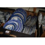 Large quantity of blue and white transfer printed Willow pattern dinner, tea, coffee and breakfast
