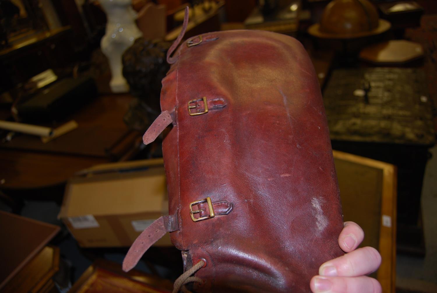 Pair of early 20th Century brown leather riding boots The sole heel to toe is 30.5cms Height of boot - Image 5 of 12
