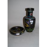 Large cloisonne baluster form vase decorated with a figure of a dragon (at fault) and a similar