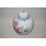 Large 20th Century Chinese ginger jar and cover with floral decoration, 12ins high