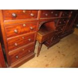 Late 19th / early 20th Century mahogany kneehole dressing table, the galleried moulded top above