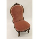 Victorian carved walnut nursing chair Overall condition is good, no signs of restoration. Piece of