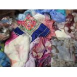 Large quantity of ladies silk and other scarves