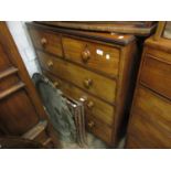 George IV mahogany straight front chest of two short and three long drawers with knob handles raised