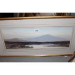 F.J. Widgery, gouache, Dartmoor landscape, signed, 7ins x 21ins, gilt framed