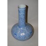 Chinese blue and white floral decorated baluster narrow neck vase, 17ins tall (with damages) Chip,