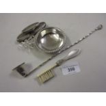 Sterling silver tea strainer and sundries