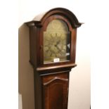 Reproduction mahogany Grandmother clock with engraved brass dial and two train weight driven