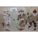 John Auht, pencil and watercolour titled ' Buskers on the Hop ', 7ins x 10ins, label verso, together