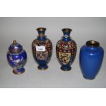 Pair of cloisonne baluster form vases (at fault), 7.25ins high together with two others
