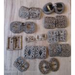 Twelve pairs of antique cut steel shoe buckles