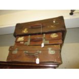 Vicery, London, leather travel suitcase with fitted interior (lacking fittings) together with a