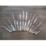 Collection of fifteen, mainly 19th Century silver bladed and mother of pearl fruit knives