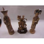 20th Century Indian carved wooden group of a couple dancing, 10.25ins high (slight damage)