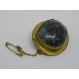 19th Century oval gold mounted turquoise brooch