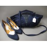 Olivenzo Battaglia for Baldinini navy blue canvas shoulder bag with detachable strap, together