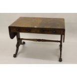 Early 19th Century mahogany drop-leaf sofa table (possibly Irish) with two frieze drawers raised