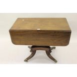 19th Century mahogany drop-leaf Pembroke table having single end drawer with central square tapering