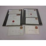 Six 19th Century Penny Red postal covers in two frames and loose