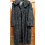Ladies three quarter length black lambs wool coat, labelled Max Hanky, Zurich, together with another
